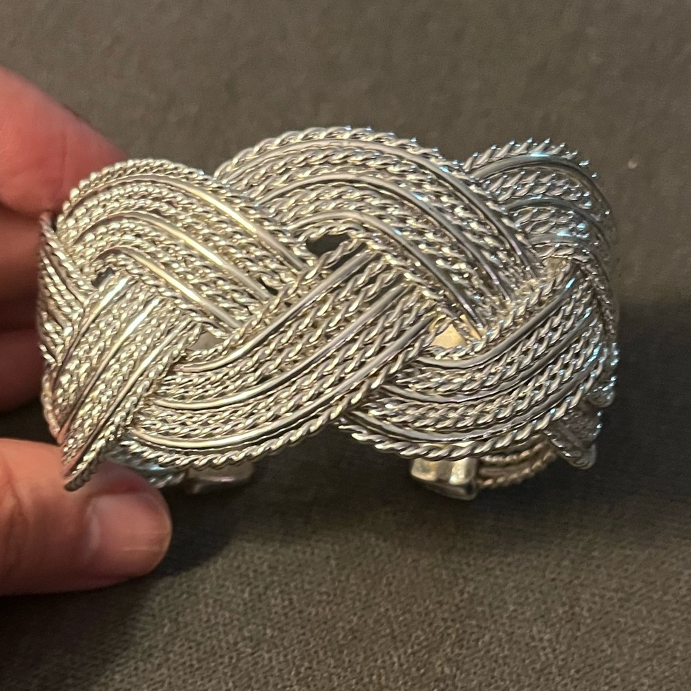 Vintage art-deco style braided metal cuff